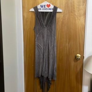 Allsaints spitalfields Amil distressed fringe grey tank dress
